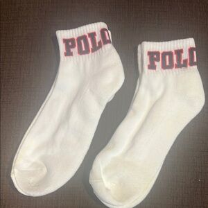 Polo by Ralph Lauren White Ankle Socks with Red Logo